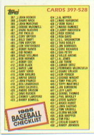 1985 Topps Baseball Cards      527     Checklist: 397-528